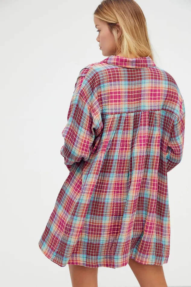 Women Printed Dresses Free People The Voyage Shirtdress Raisin Combo