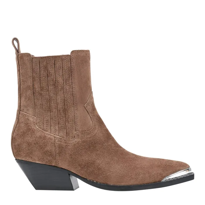 Women Pryce Western Bootie Natural Suede Marc Fisher Casual Boots