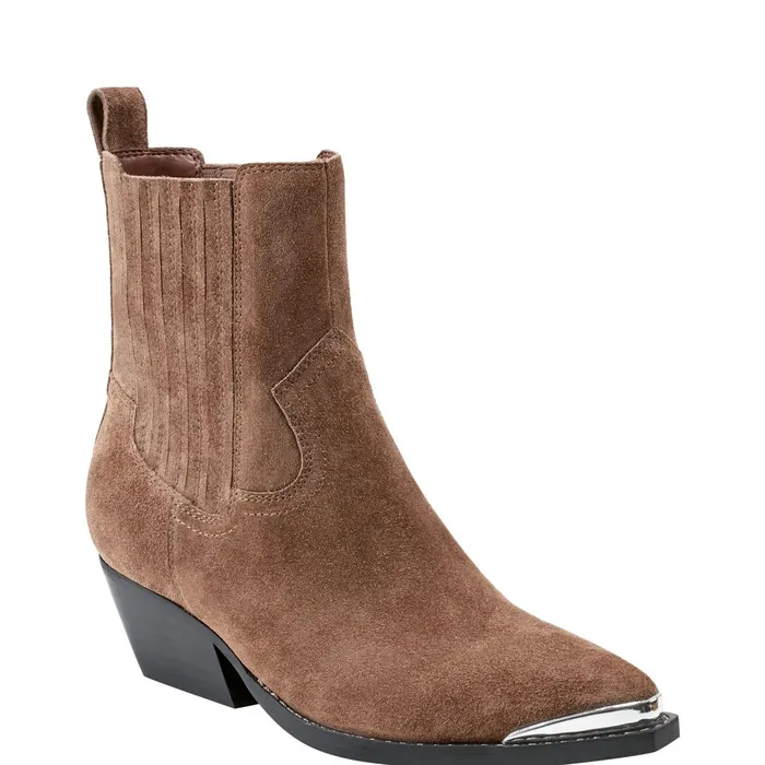Women Pryce Western Bootie Natural Suede Marc Fisher Casual Boots