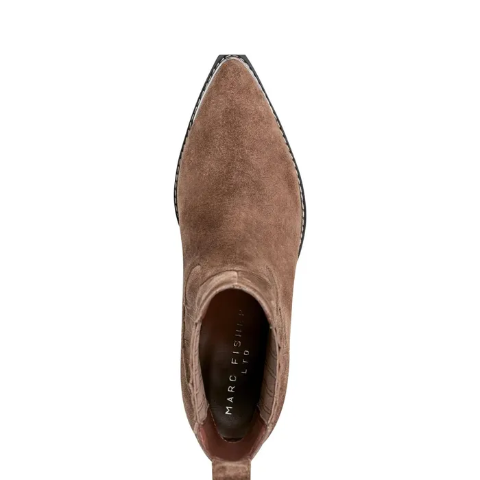 Women Pryce Western Bootie Natural Suede Marc Fisher Casual Boots