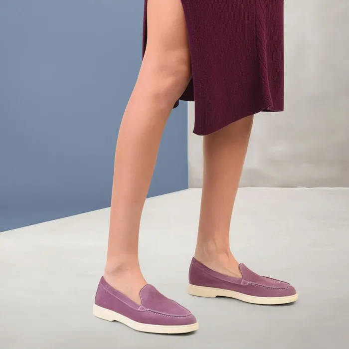 Women Purple Suede Loafer Santoni Loafers
