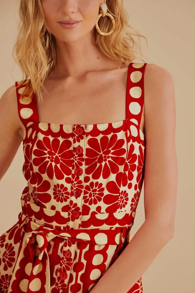 Women Red Palermo Sleeveless Romper Palermo Red FARM Rio Rompers