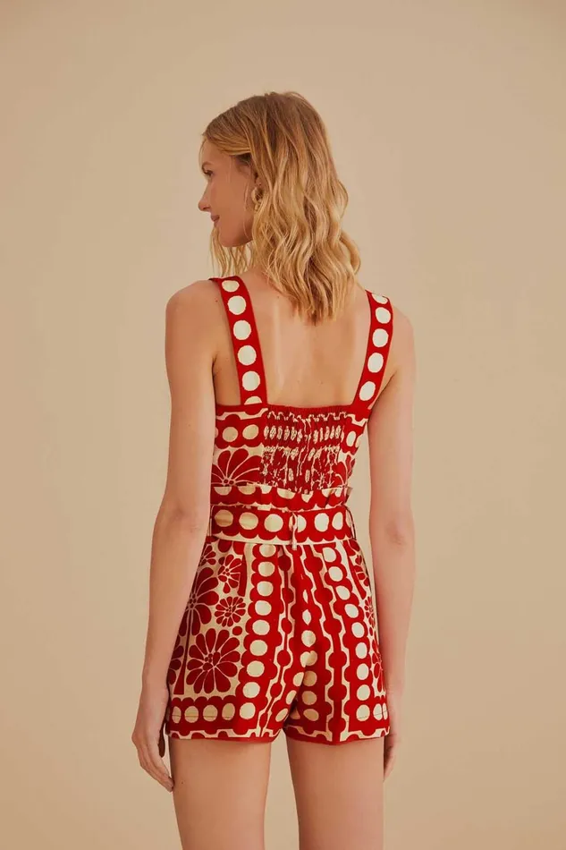 Women Red Palermo Sleeveless Romper Palermo Red FARM Rio Rompers