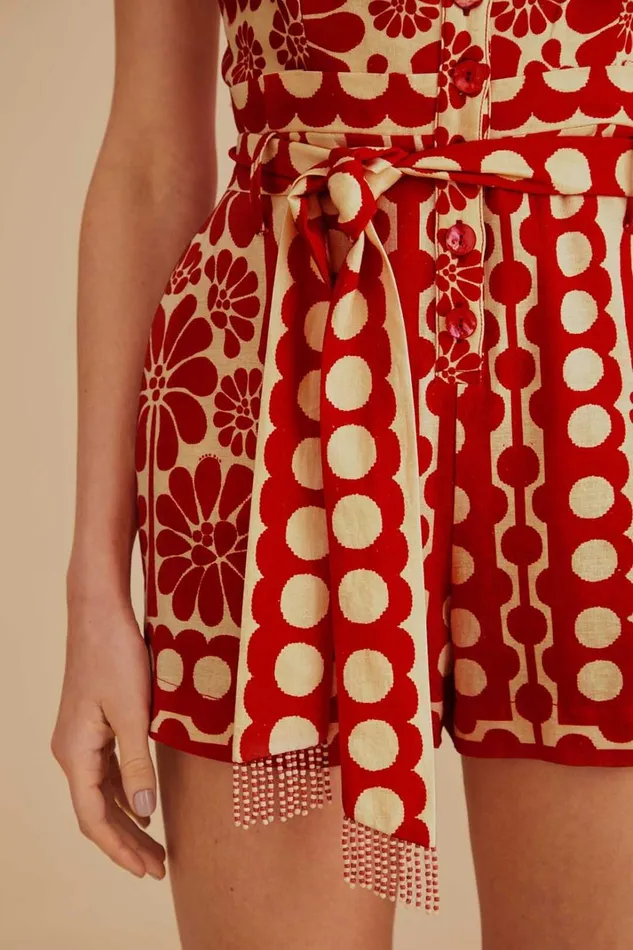 Women Red Palermo Sleeveless Romper Palermo Red FARM Rio Rompers