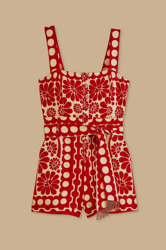 Women Red Palermo Sleeveless Romper Palermo Red FARM Rio Rompers