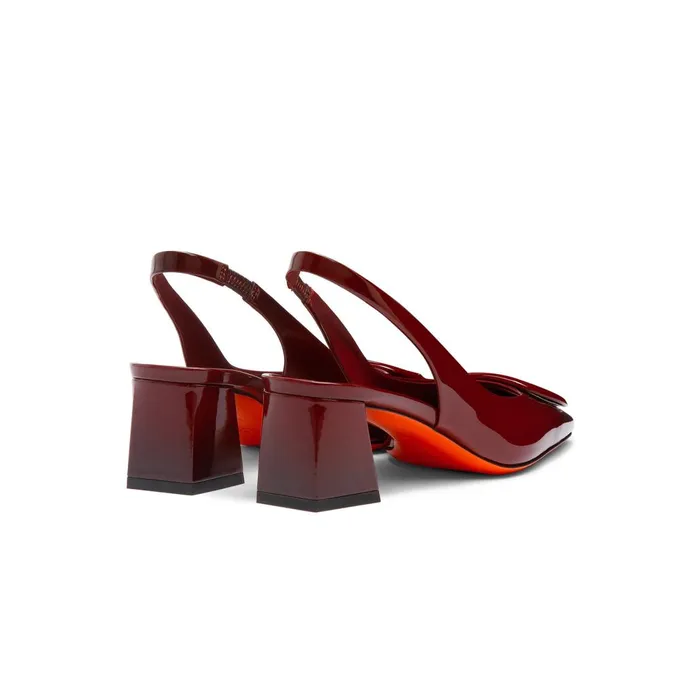 Women Red Patent Leather MidHeel Pump Santoni Pumps and Heels
