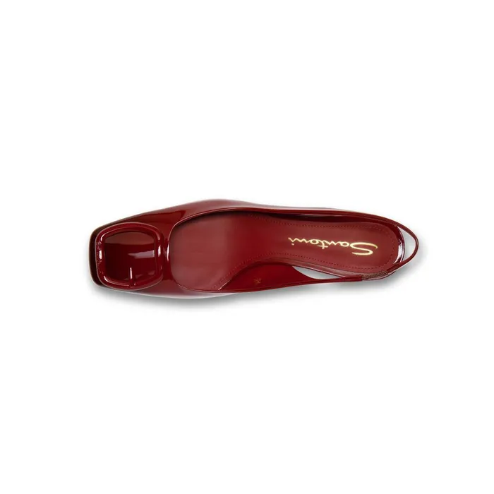 Women Red Patent Leather MidHeel Pump Santoni Pumps and Heels