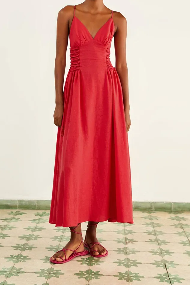 Women Red Sleeveless Midi Dress Red FARM Rio Midi Dresses