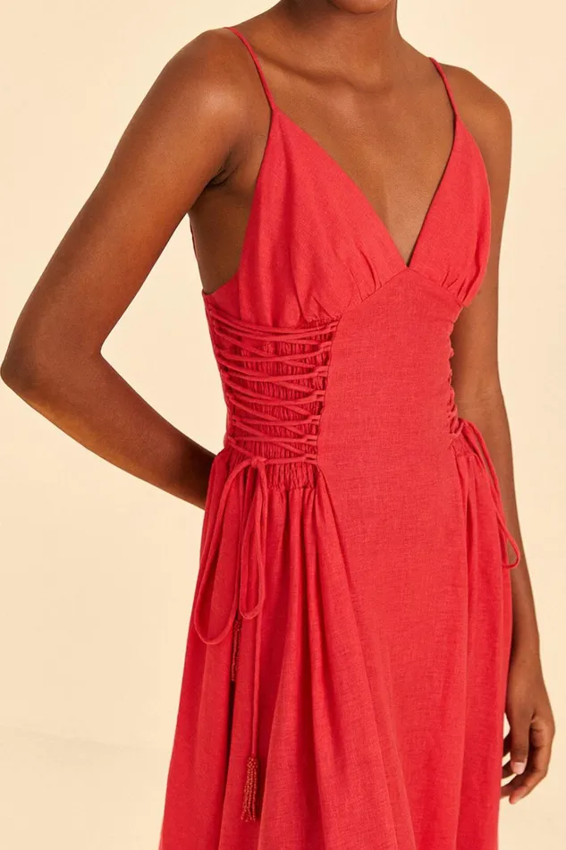 Women Red Sleeveless Midi Dress Red FARM Rio Midi Dresses