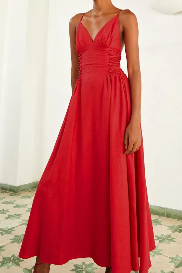 Women Red Sleeveless Midi Dress Red FARM Rio Midi Dresses