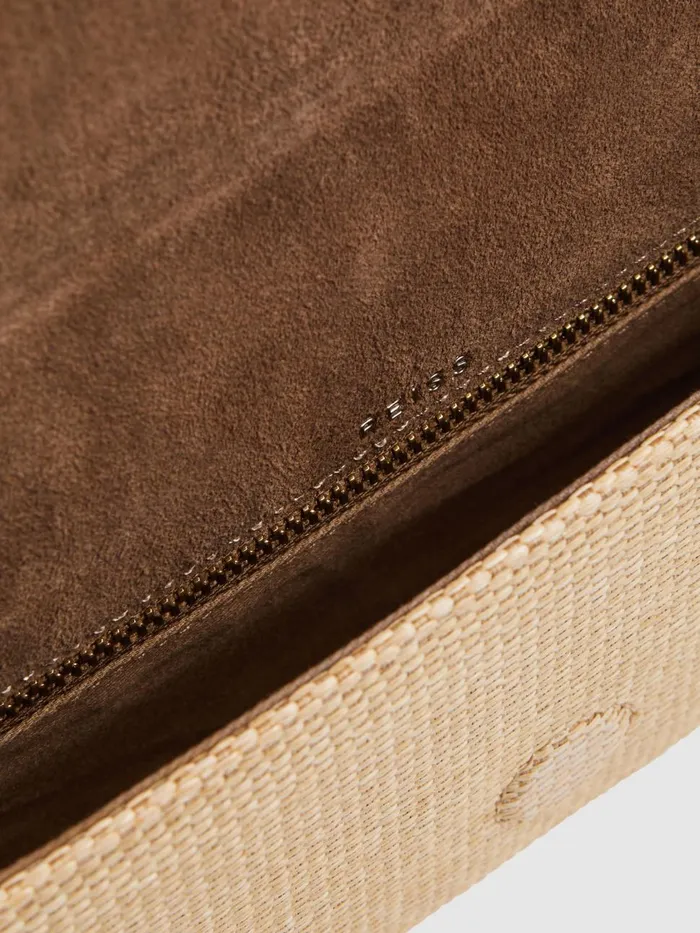 Women Reiss Bags Regent Raffia Baguette Clutch Bag Natural