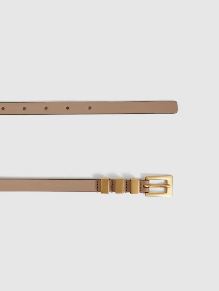 Women Reiss Belts Amanda Leather Thin Buckle Belt Nude