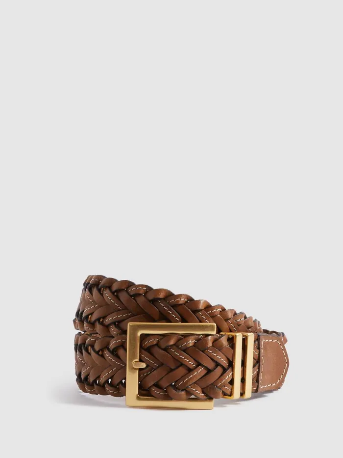 Women Reiss Belts Brompton Woven Leather Belt Tan