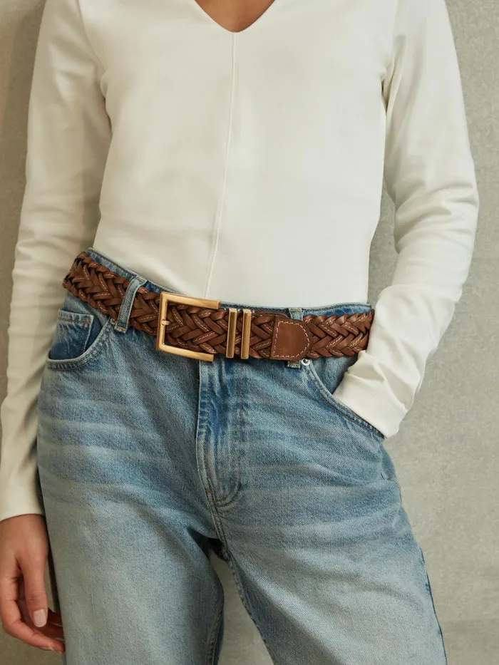Women Reiss Belts Brompton Woven Leather Belt Tan
