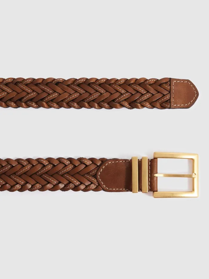 Women Reiss Belts Brompton Woven Leather Belt Tan