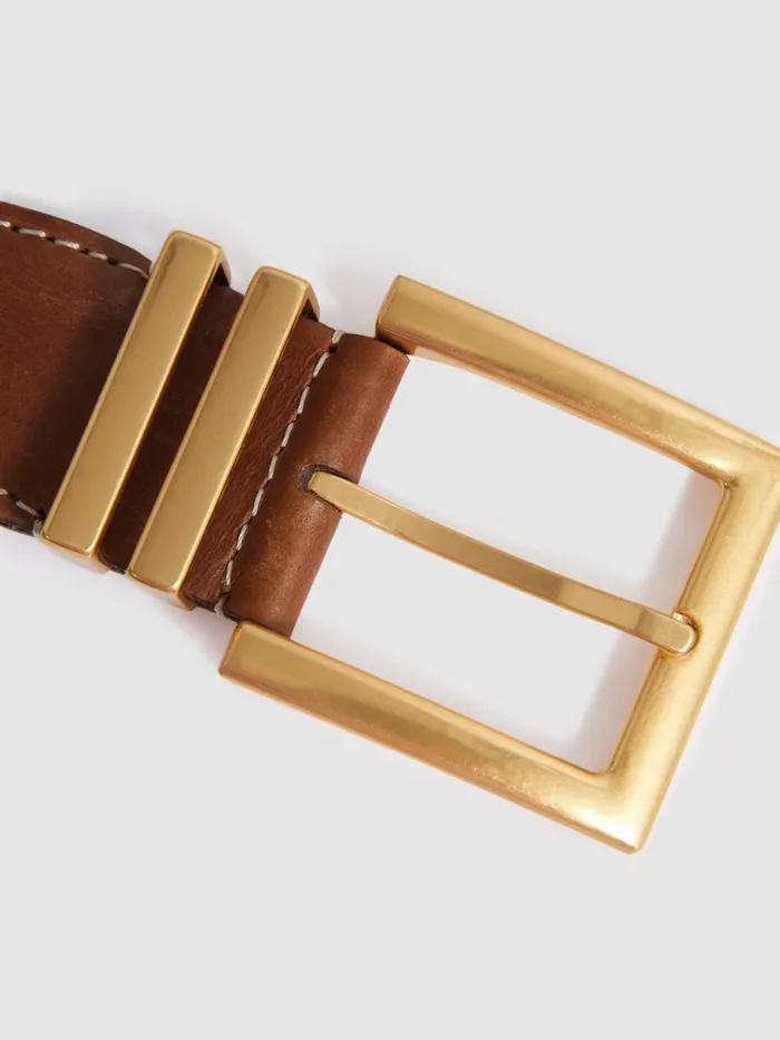 Women Reiss Belts Brompton Woven Leather Belt Tan