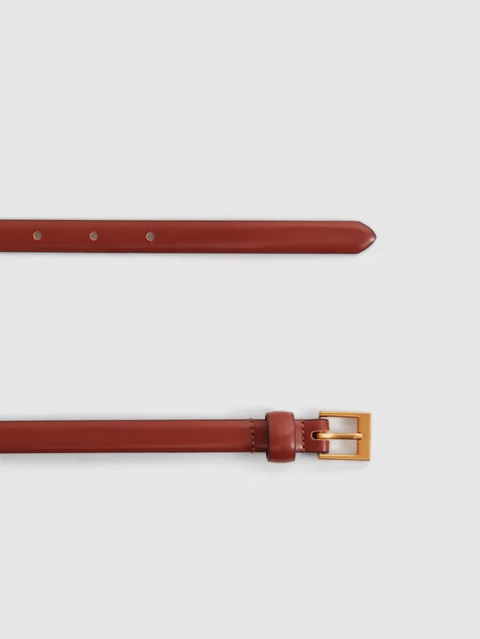 Women Reiss Belts Holly Thin Leather Belt Tan