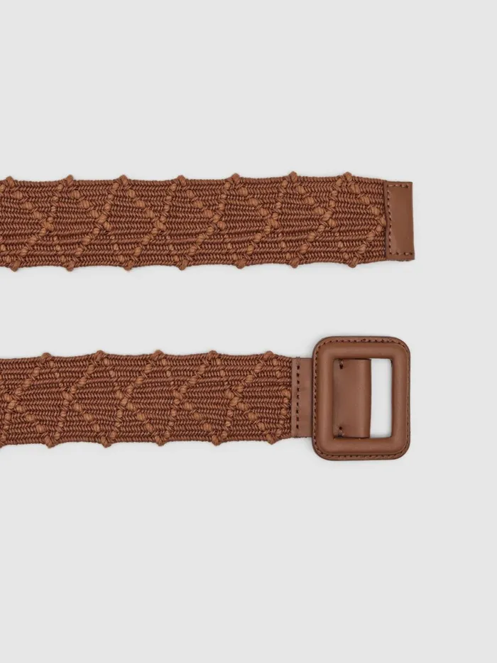 Women Reiss Belts Vivian Elasticated Woven Belt Tan