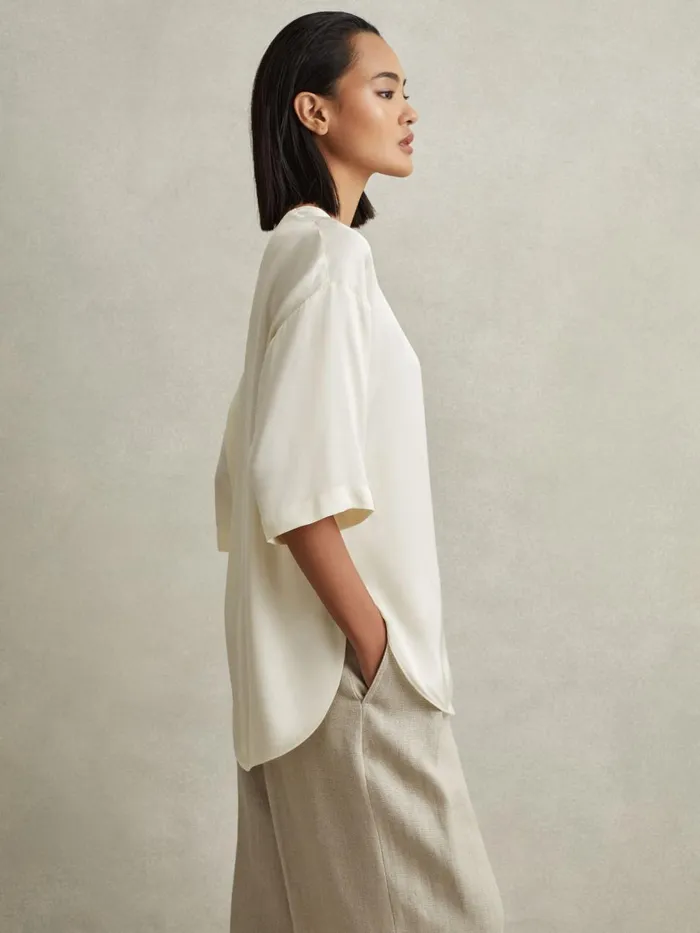 Women Reiss Blouses and Shirts Anya Relaxed Satin Blouse Ivory