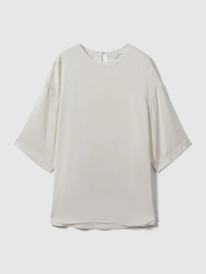 Women Reiss Blouses and Shirts Anya Relaxed Satin Blouse Ivory