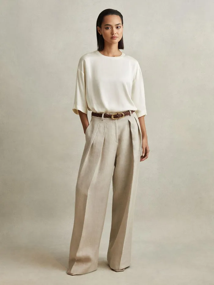 Women Reiss Blouses and Shirts Anya Relaxed Satin Blouse Ivory
