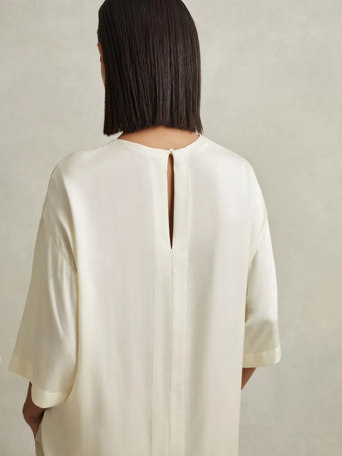 Women Reiss Blouses and Shirts Anya Relaxed Satin Blouse Ivory