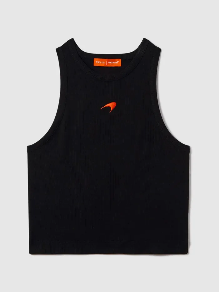 Women Reiss Blouses and Shirts F1 Ribbed Cotton Embroidered Vest Black