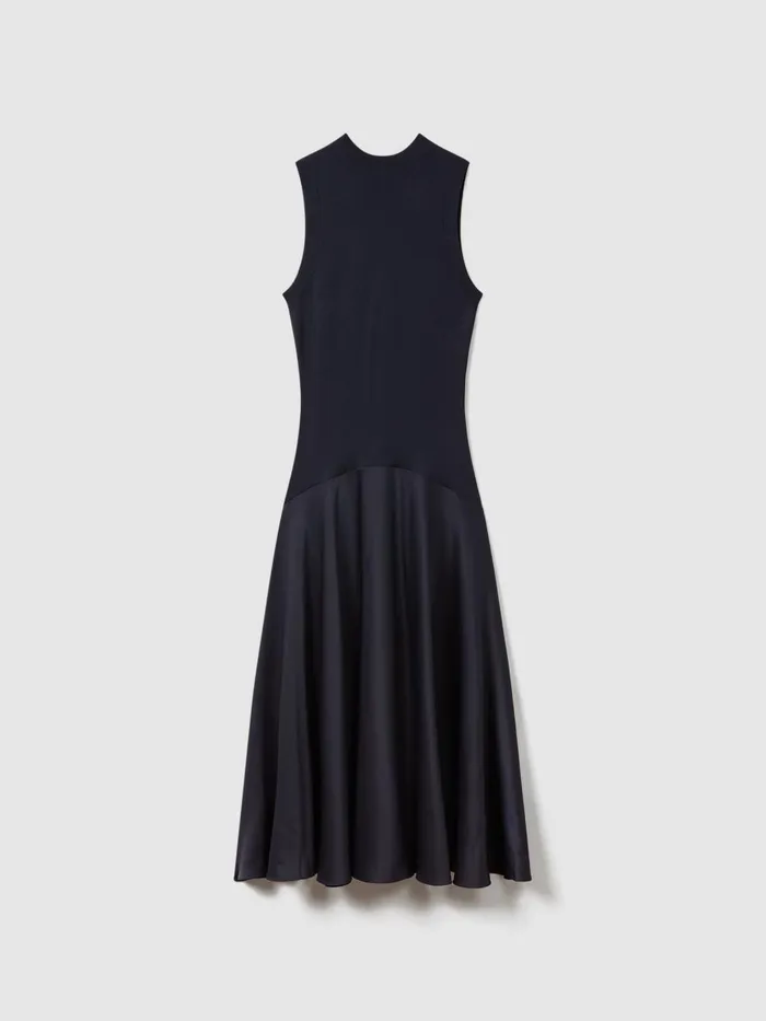 Women Reiss Brands FitandFlare Midi Dress Navy