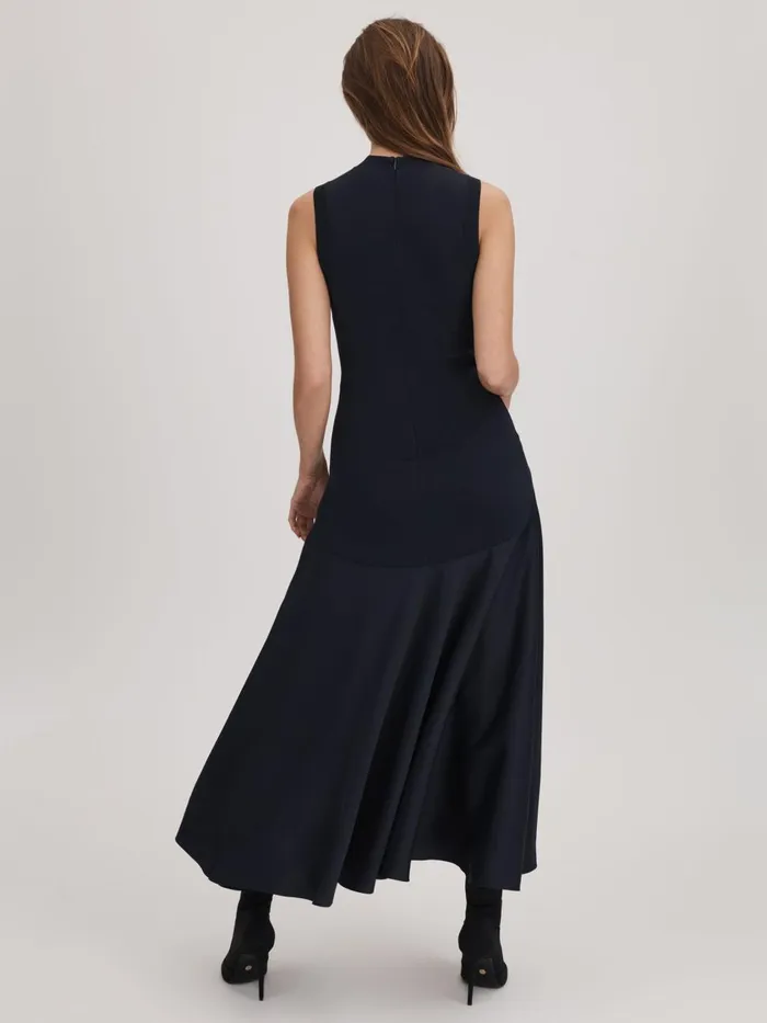 Women Reiss Brands FitandFlare Midi Dress Navy
