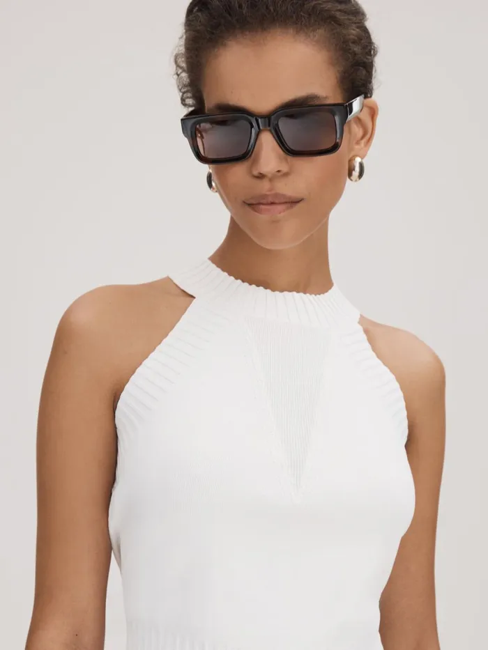 Women Reiss Brands Knitted Halter Neck Vest Ivory