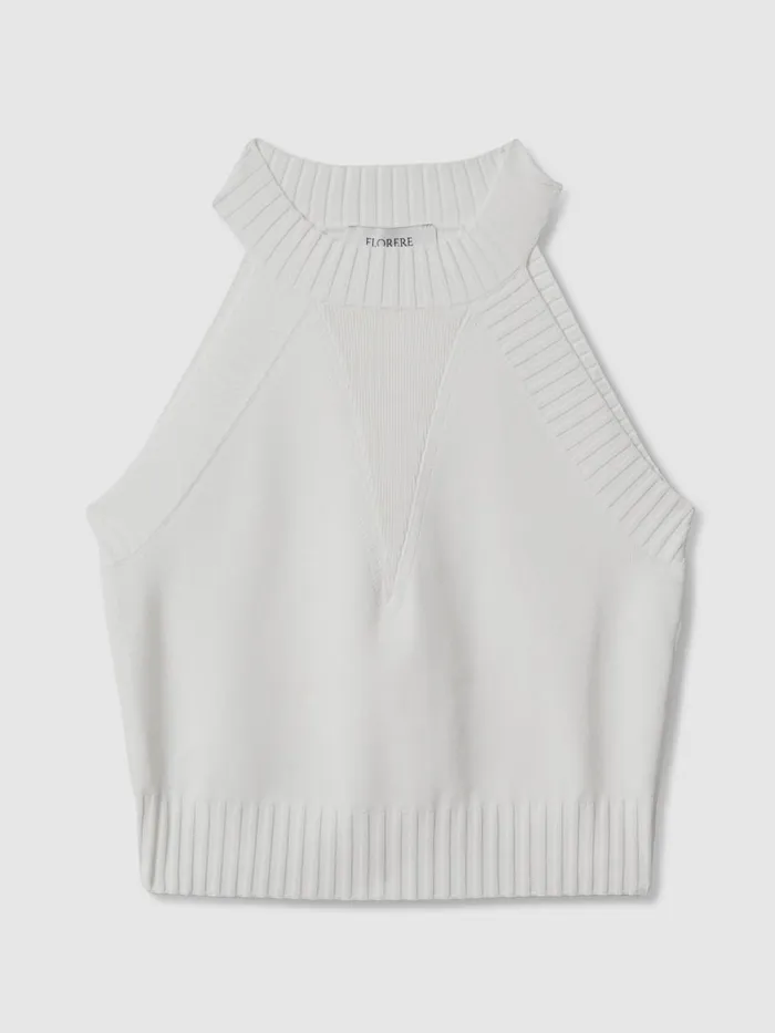 Women Reiss Brands Knitted Halter Neck Vest Ivory