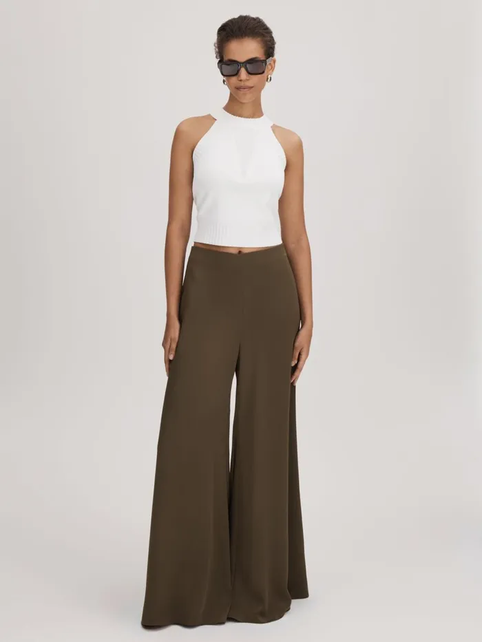 Women Reiss Brands Knitted Halter Neck Vest Ivory