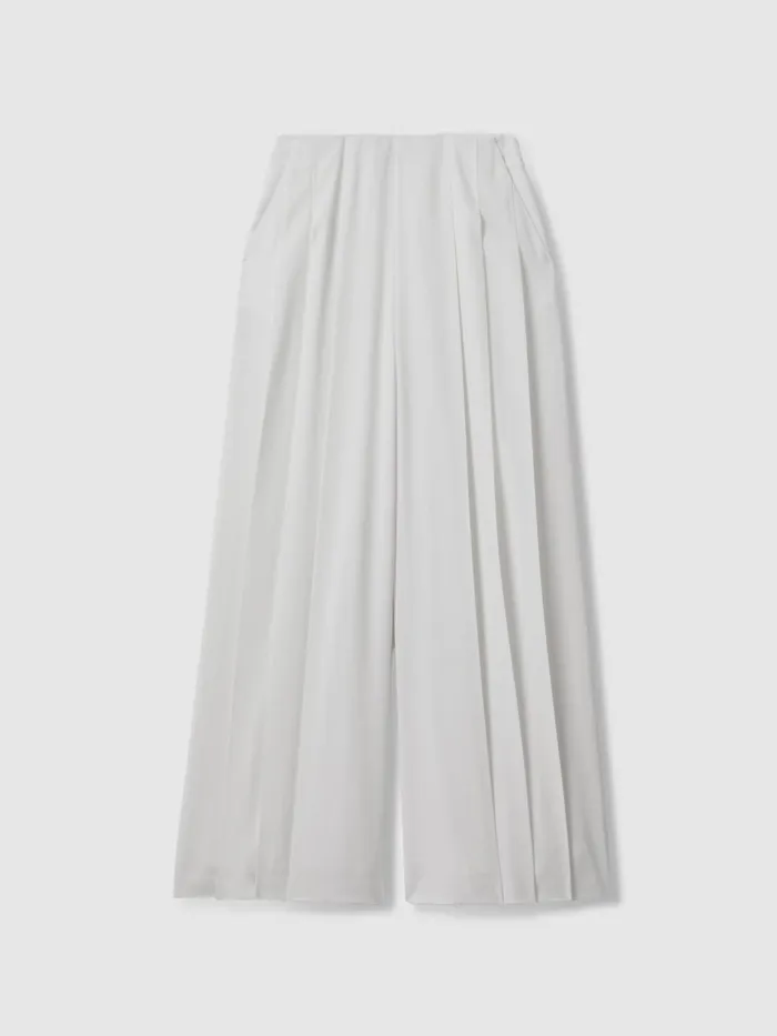 Women Reiss Brands Pleated Wide Leg Trousers Ivory