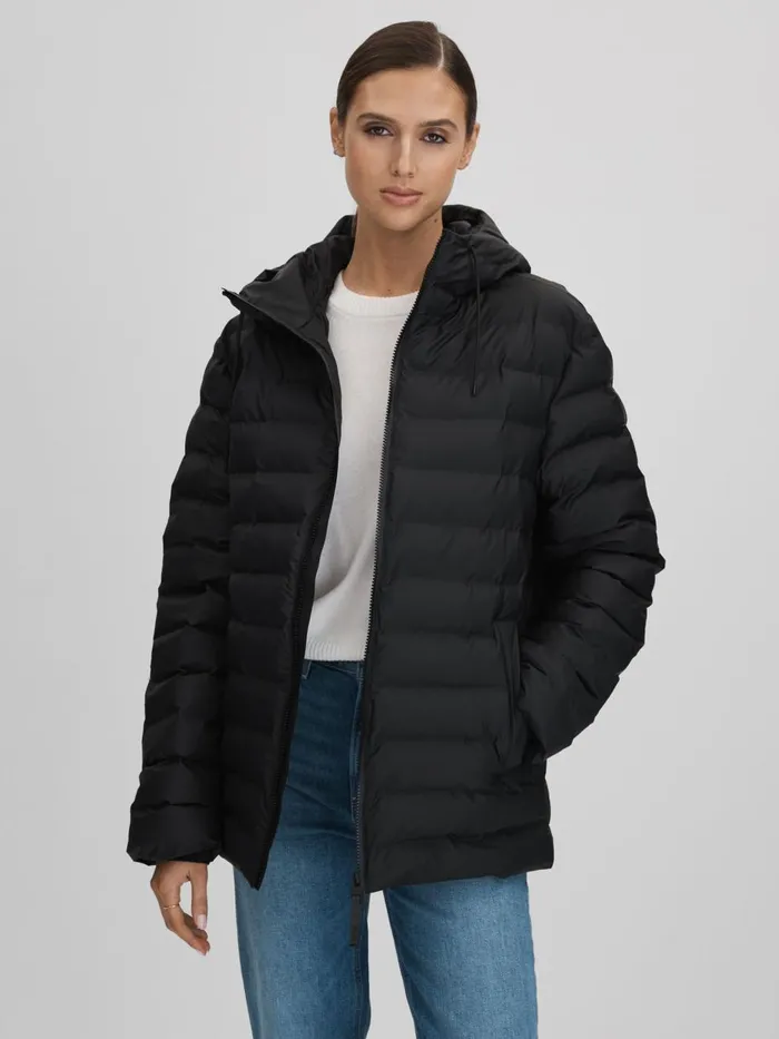 Women Reiss Coats Hooded Puffer Jacket Black