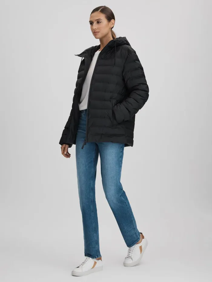 Women Reiss Coats Hooded Puffer Jacket Black