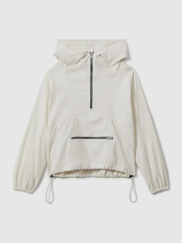 Women Reiss Coats Linen Blend Hooded Sports Jacket White