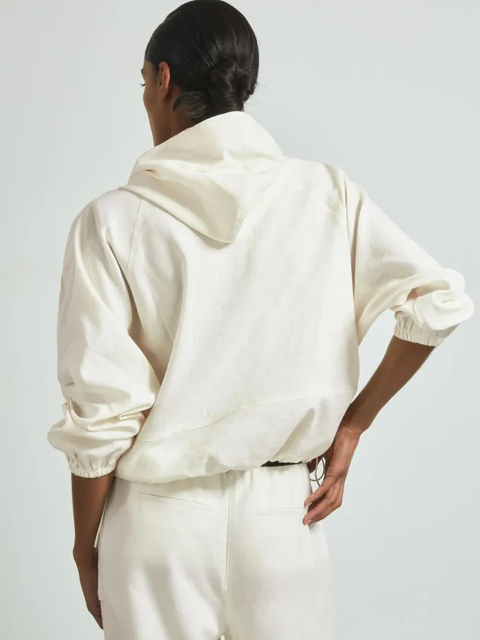 Women Reiss Coats Linen Blend Hooded Sports Jacket White