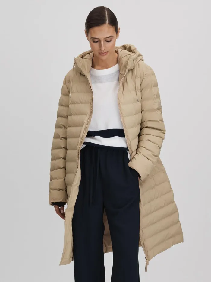 Women Reiss Coats Long Waterproof Puffer Jacket Sand