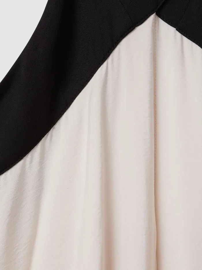 Women Reiss Dresses Aubree Relaxed Colourblock Maxi Dress Neutralblack