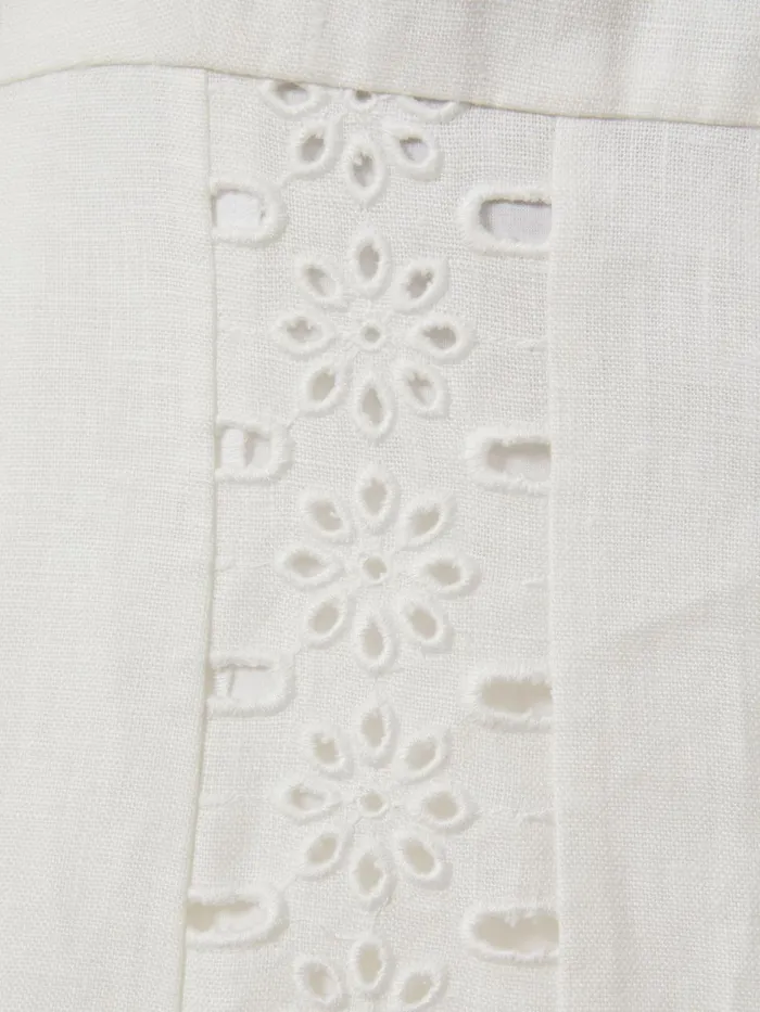 Women Reiss Dresses Clarice Linen Broderie Midi Dress Ivory