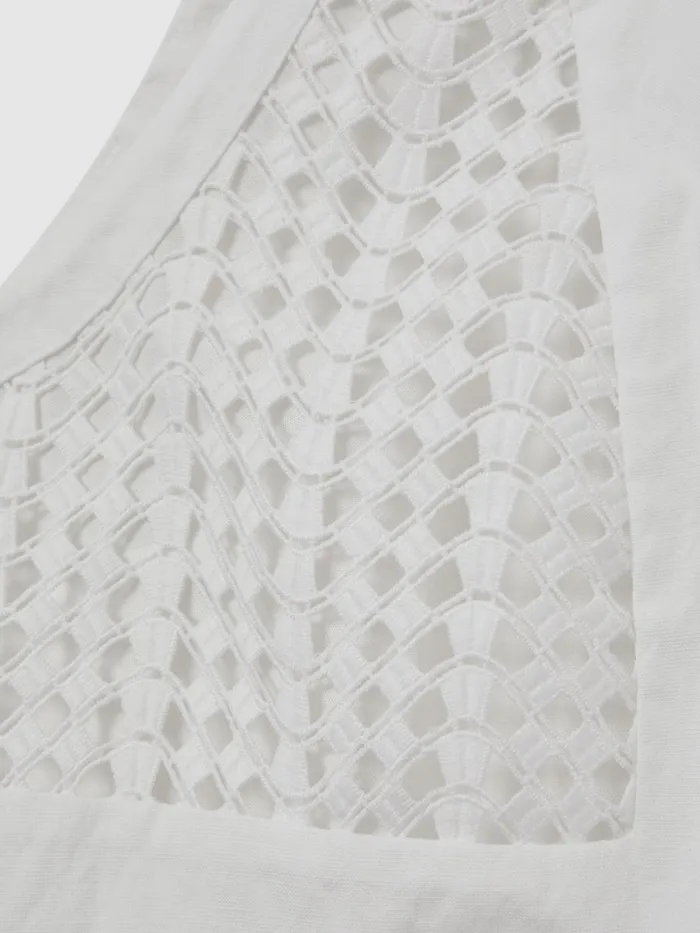 Women Reiss Dresses Eden Mini Broderie Halter Neck Dress White