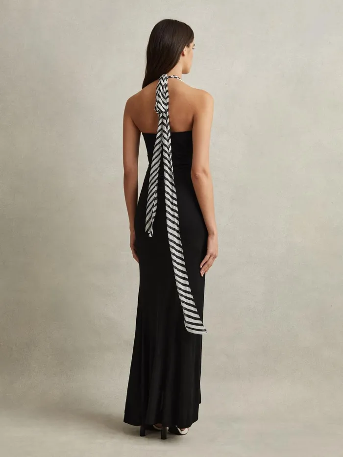 Women Reiss Dresses Iris Bodycon Jersey Maxi Dress Black