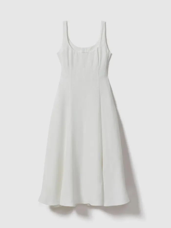 Women Reiss Dresses Textured Corset Detail Maxi Dress Off White