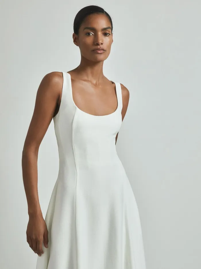 Women Reiss Dresses Textured Corset Detail Maxi Dress Off White