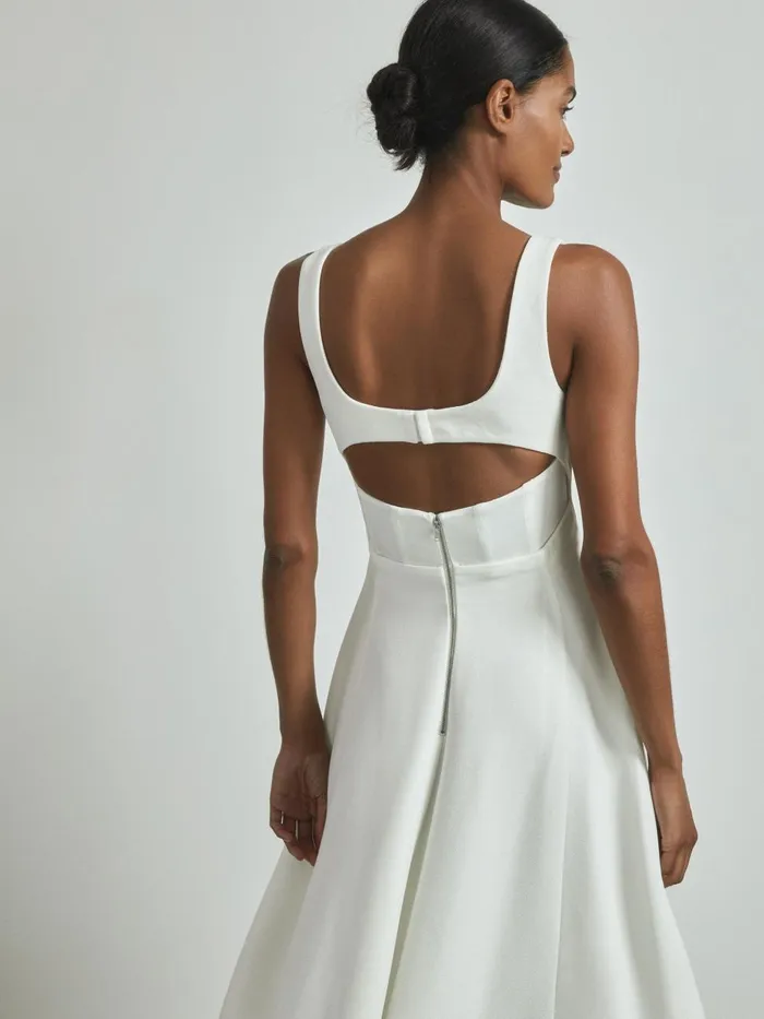 Women Reiss Dresses Textured Corset Detail Maxi Dress Off White