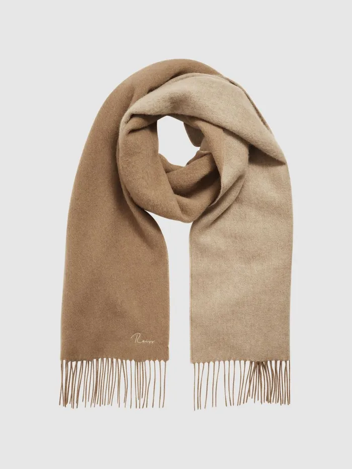 Women Reiss Hats Gloves and Scarves Picton WoolCashmere Scarf Camel
