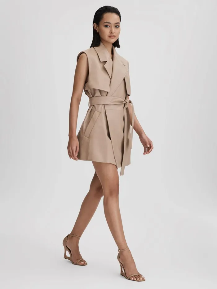 Women Reiss Heels Cora Leather Strappy Wedge Heels Nude