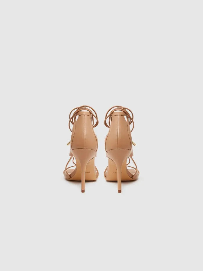 Women Reiss Heels Kate Leather Strappy High Heel Sandals Biscuit