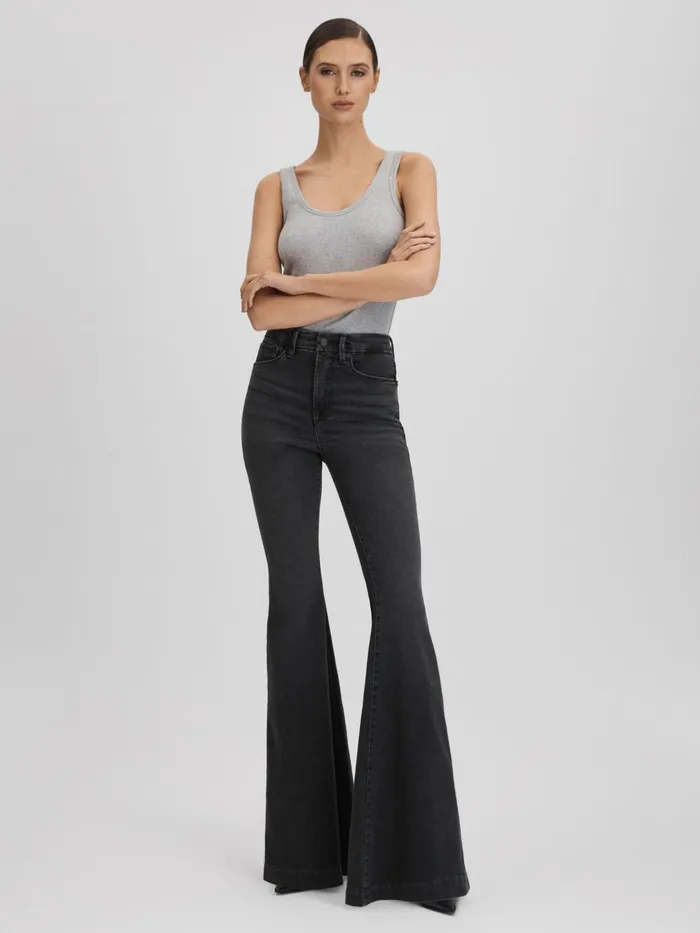 Women Reiss Jeans American Good American Super Flared Jeans Black