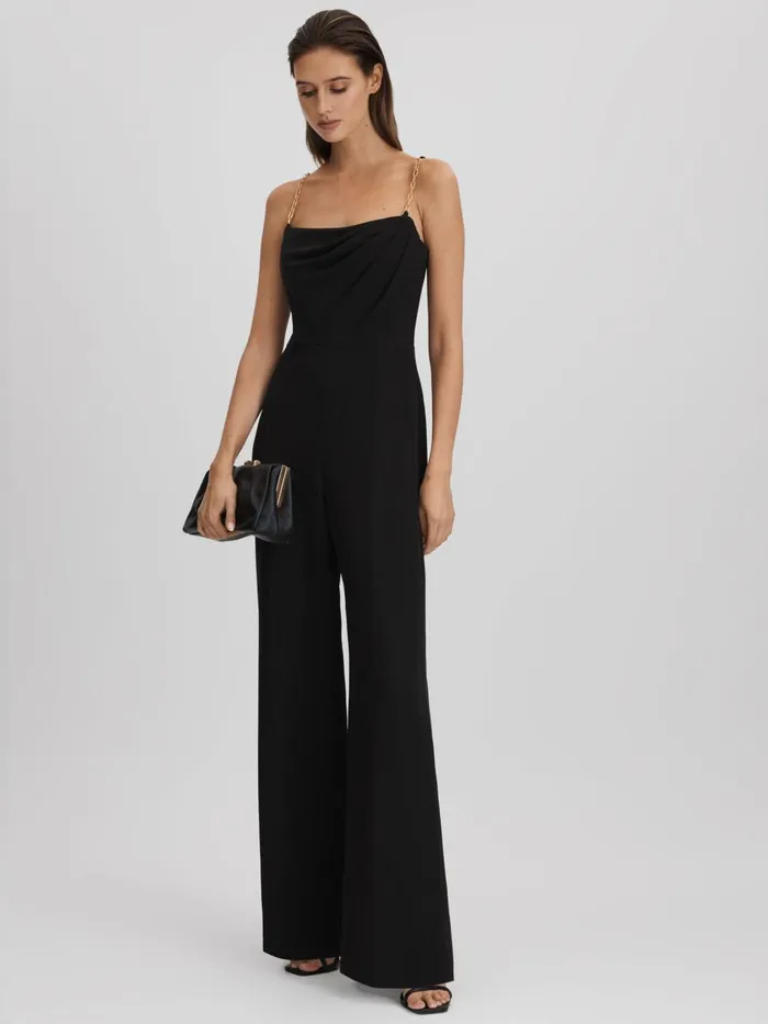 Women Reiss Jumpsuits and Playsuits Cowl Neck Jumpsuit Black